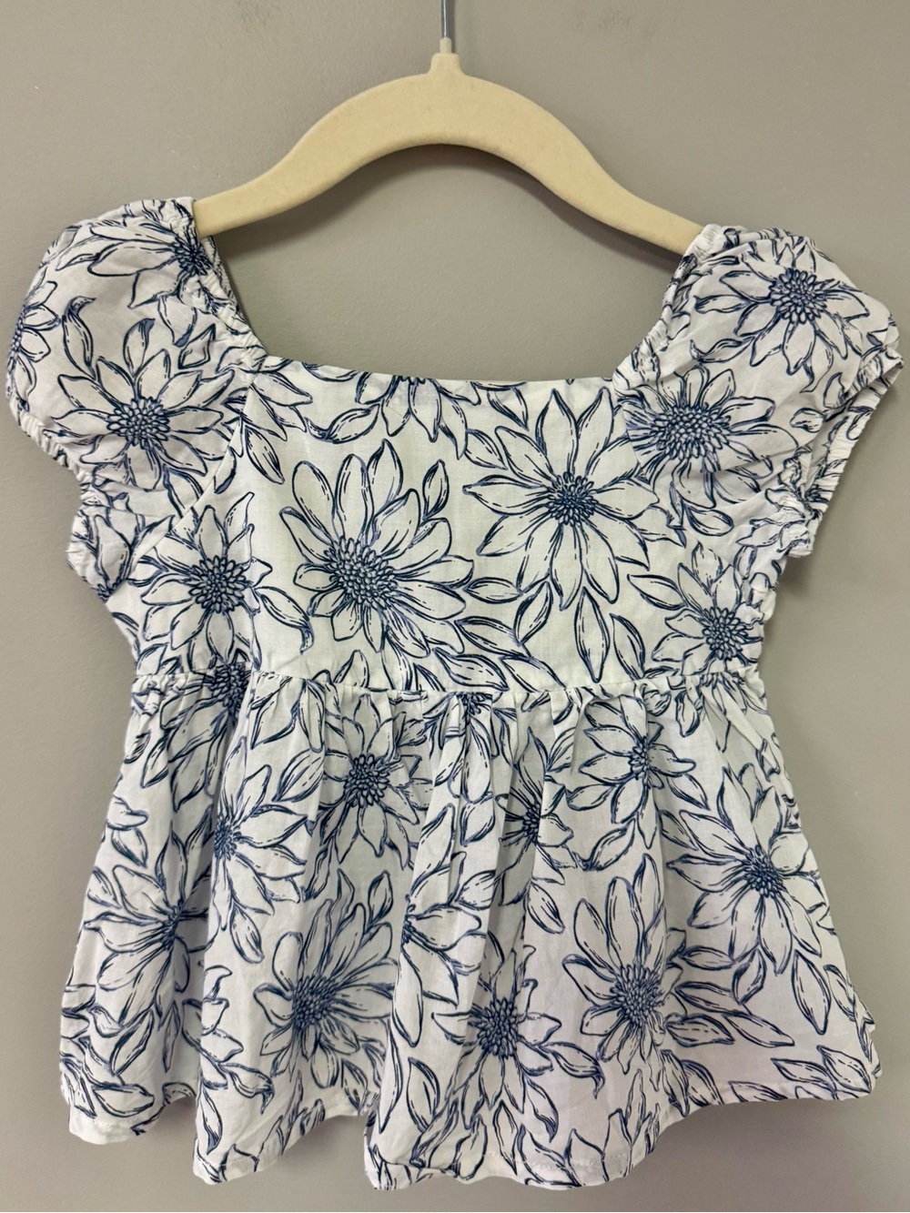 Joie White Top with Navy Floral Print